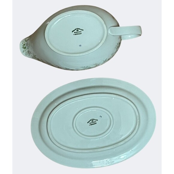 Johann Haviland Gravy Boat Forever Spring Unattached Underplate Vintage Platinum - Picture 7 of 9